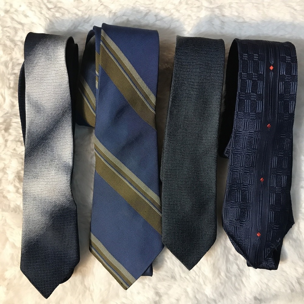 Lot Of 4 Vintage Blue Neckties Arrow, Crawfords